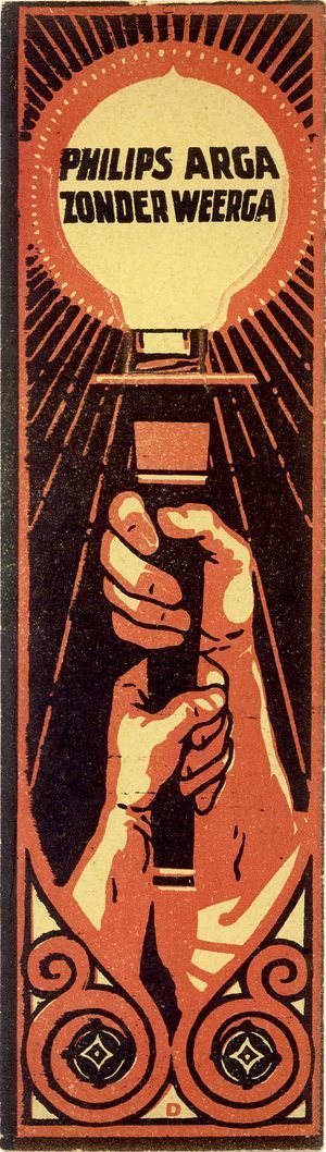 Bladwijzer met reclame voor argalampen, ca. 1917